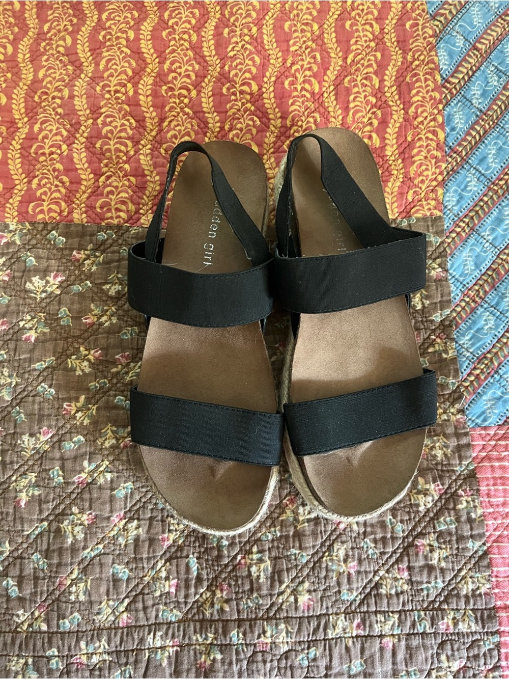 Madden Girl Black Elastic Strap Womens Sandals - Comfortable Slip-On 8.5